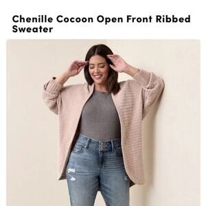 Torrid Chenille Cocoon Open Front Ribbed Sweater Size 1 Cardigan